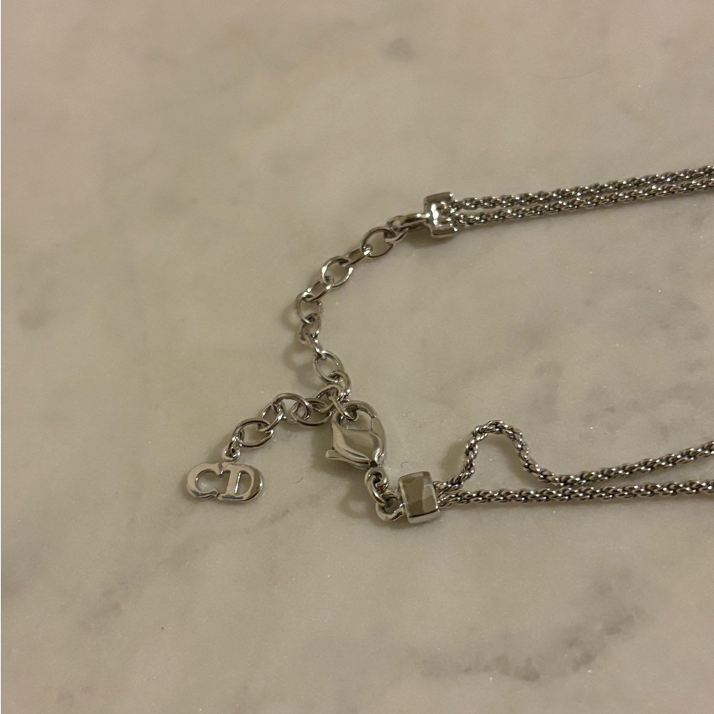 Dior Crystal Rhinestone Silver-Toned Choker Necklace - Picture 6 of 8